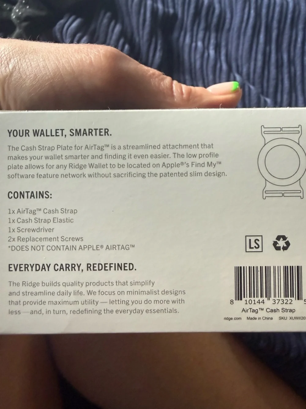 NIB Ridge Black AirTag Cash Strap Money Clip